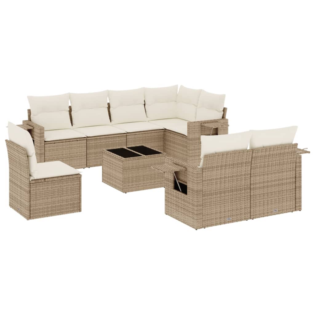 9-delige Loungeset met kussens poly rattan beige is nu te koop bij PeponiXL, paradijselijk wonen!