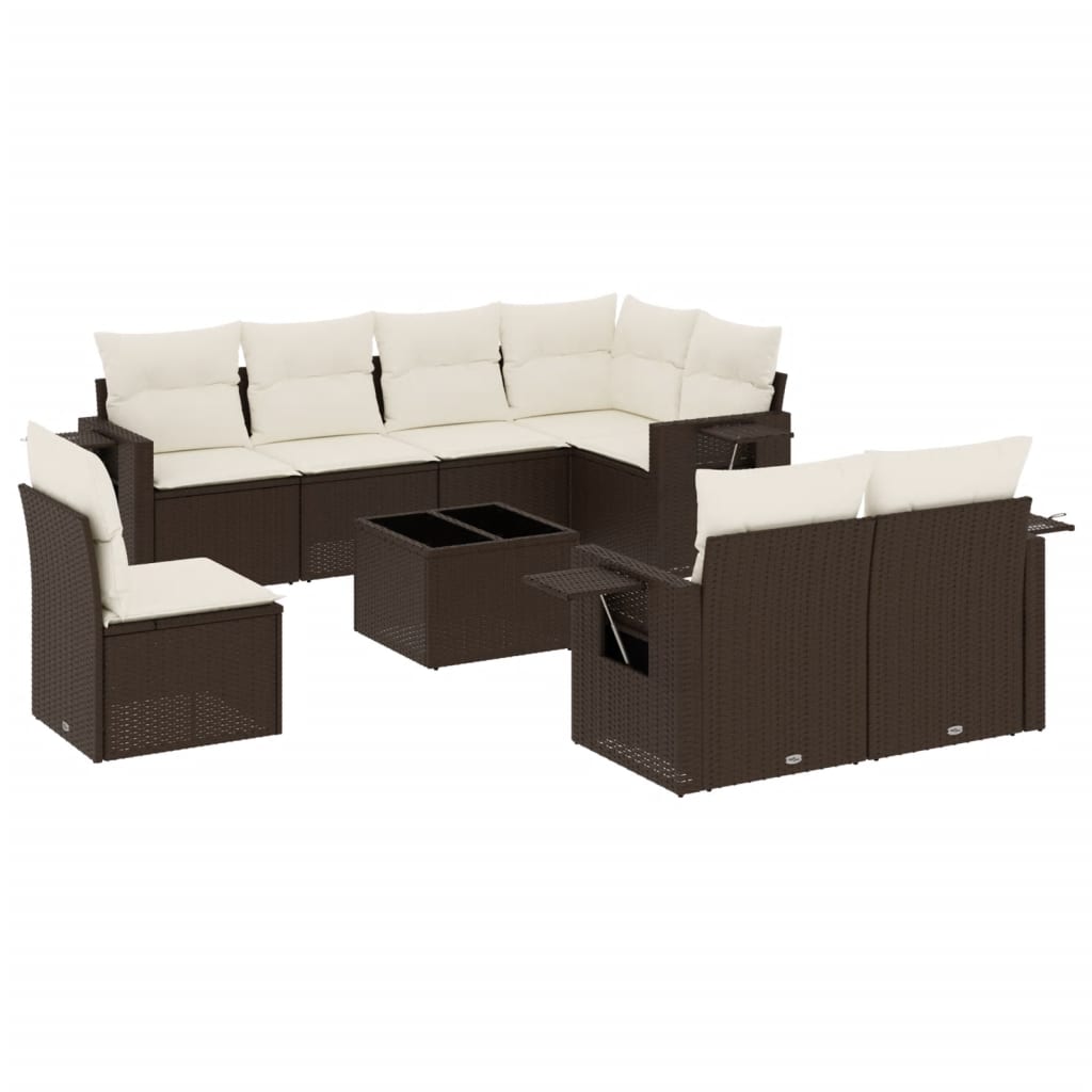 9-delige Loungeset met kussens poly rattan bruin is nu te koop bij PeponiXL, paradijselijk wonen!
