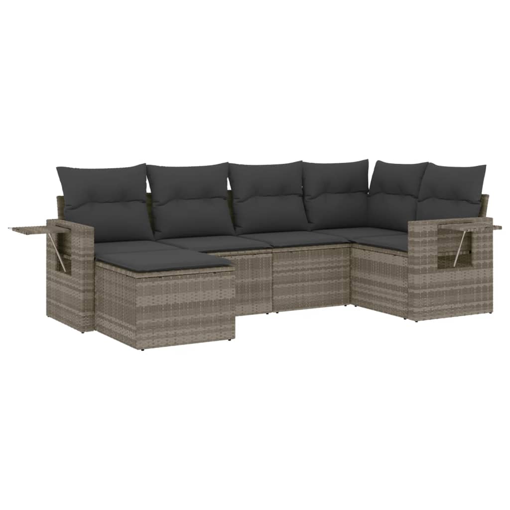 6-delige Loungeset met kussens poly rattan lichtgrijs is nu te koop bij PeponiXL, paradijselijk wonen!