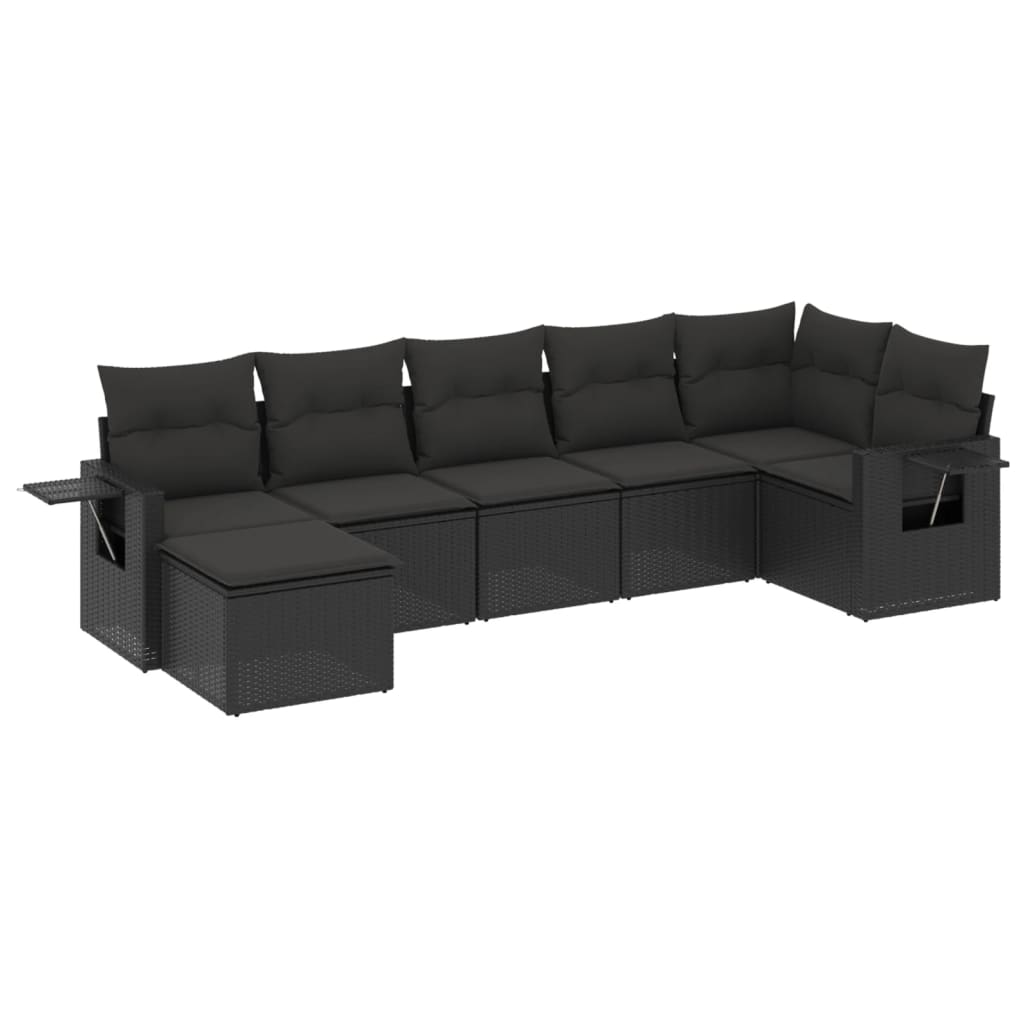 7-delige Loungeset met kussens poly rattan zwart is nu te koop bij PeponiXL, paradijselijk wonen!
