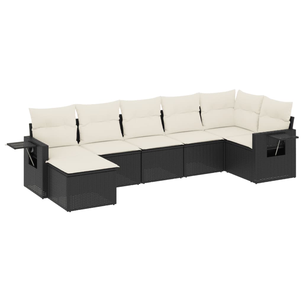 7-delige Loungeset met kussens poly rattan zwart is nu te koop bij PeponiXL, paradijselijk wonen!