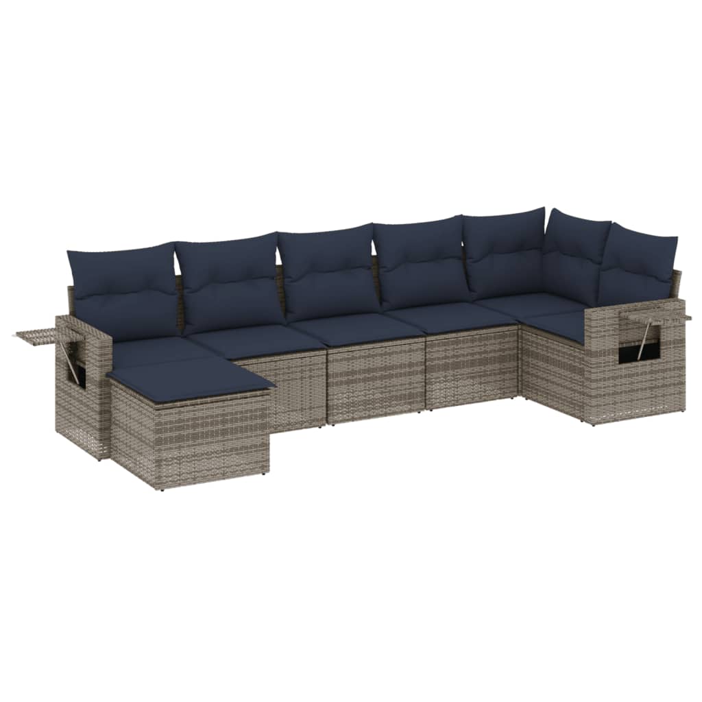 7-delige tuinbankset met kussens, grijs polyrotan is nu te koop bij PeponiXL, paradijselijk wonen!