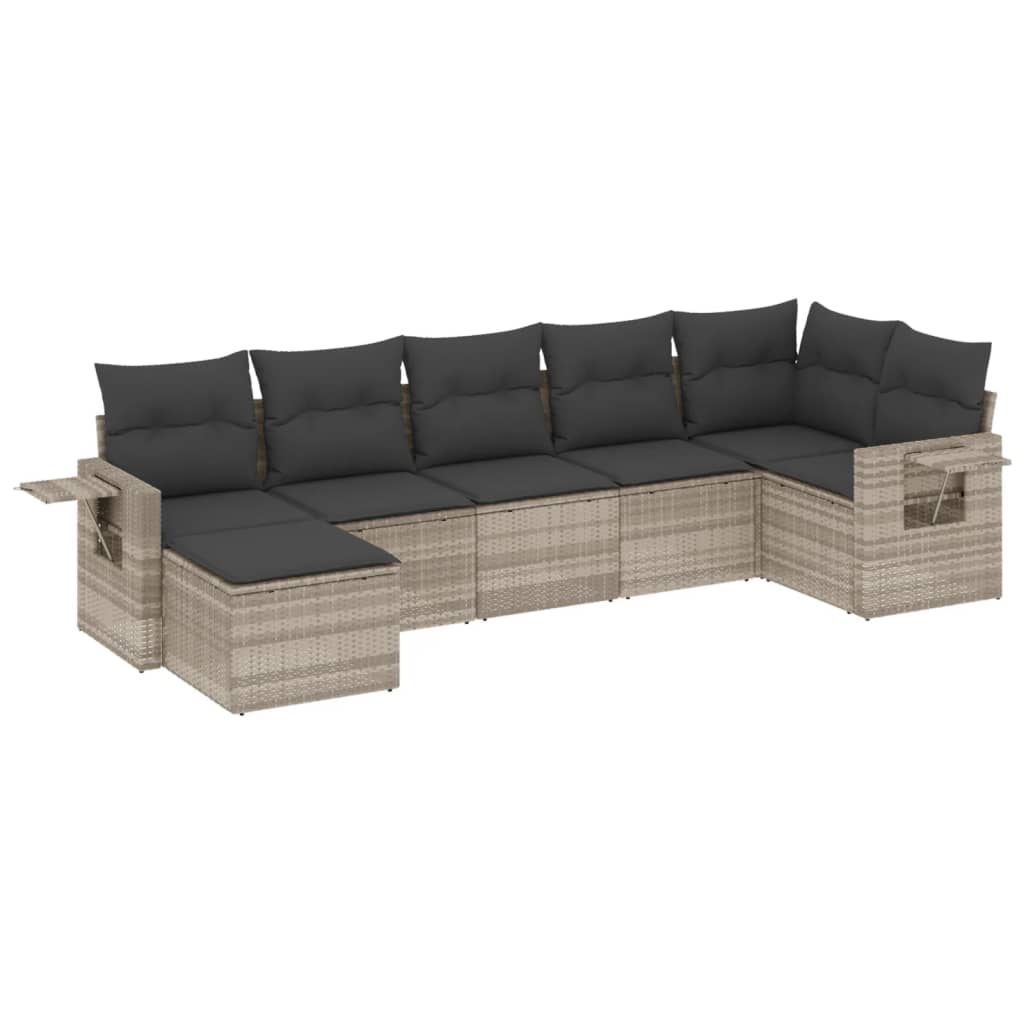 7-delige Loungeset met kussens poly rattan lichtgrijs is nu te koop bij PeponiXL, paradijselijk wonen!