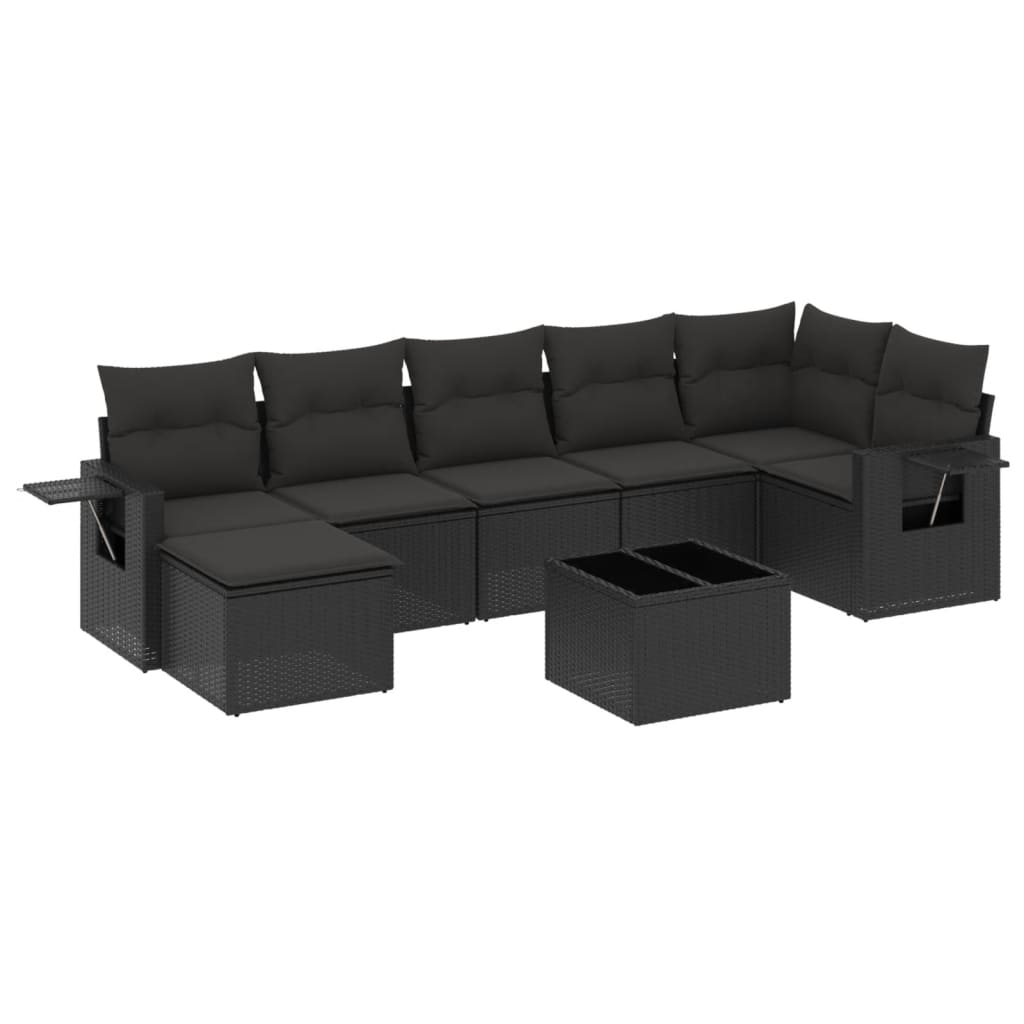 8-delige Loungeset met kussens poly rattan zwart is nu te koop bij PeponiXL, paradijselijk wonen!