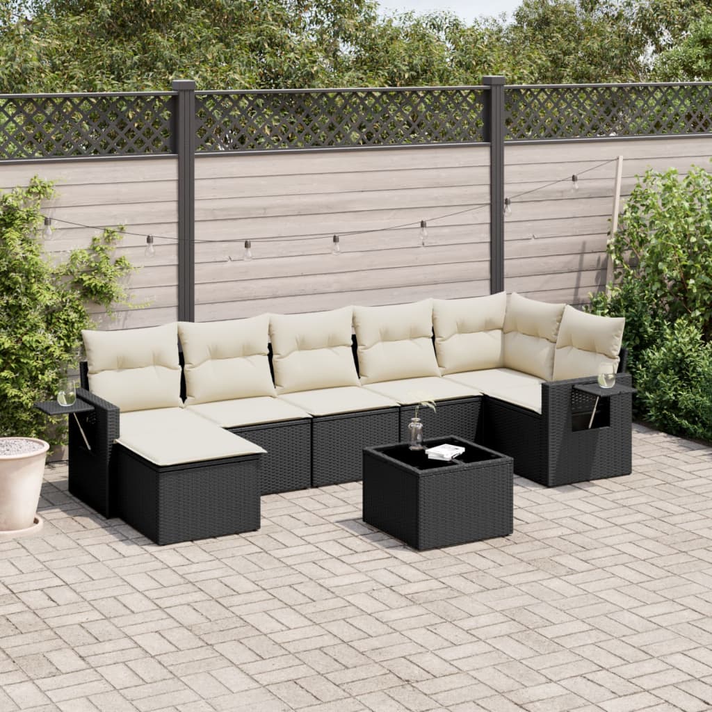 8-delige Loungeset met kussens poly rattan zwart is nu te koop bij PeponiXL, paradijselijk wonen!