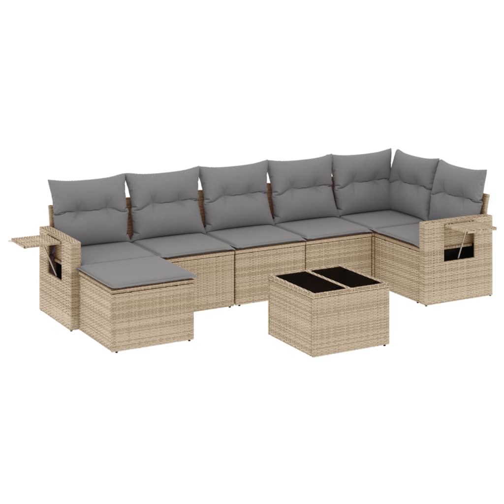 8-delige Loungeset met kussens poly rattan beige is nu te koop bij PeponiXL, paradijselijk wonen!