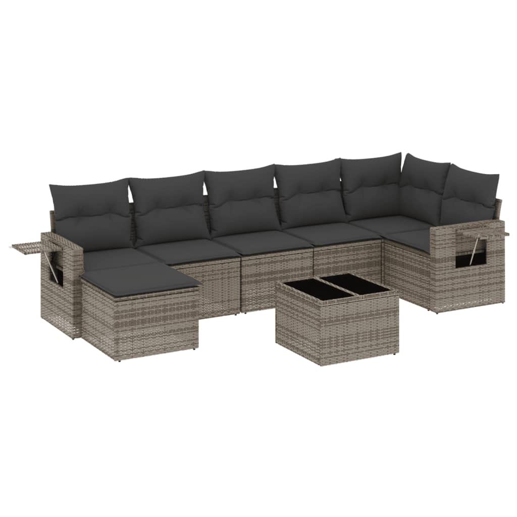 8-delige Loungeset met kussens poly rattan grijs is nu te koop bij PeponiXL, paradijselijk wonen!