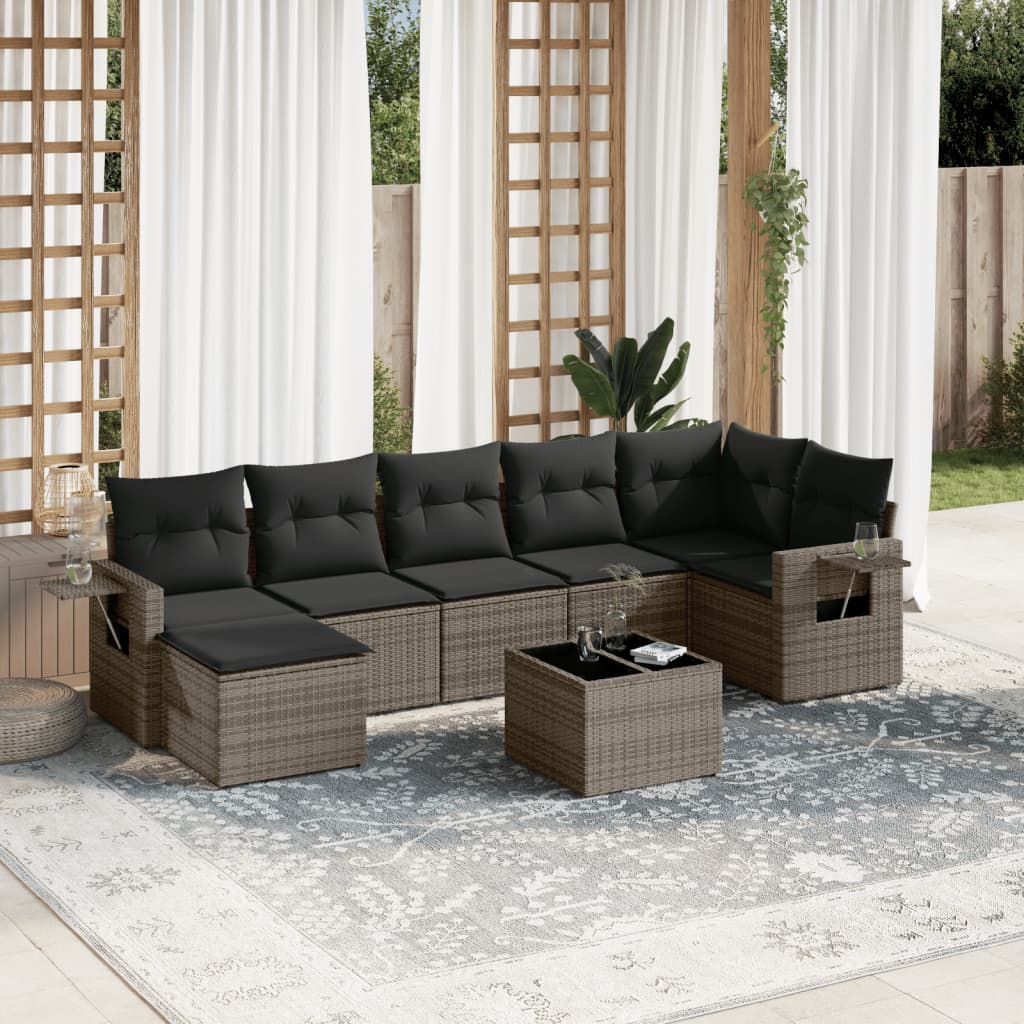 8-delige Loungeset met kussens poly rattan grijs is nu te koop bij PeponiXL, paradijselijk wonen!