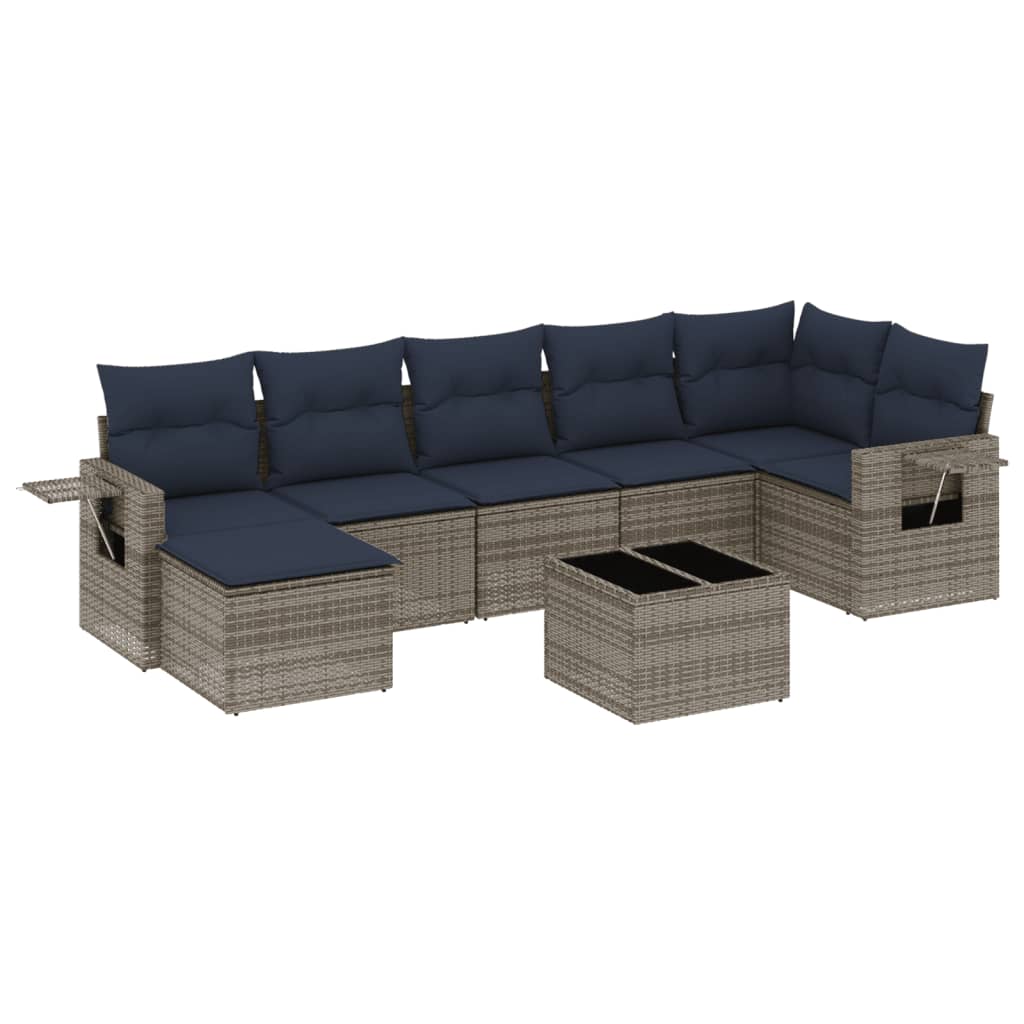 8-delige tuinbankset met kussens, grijs polyrotan is nu te koop bij PeponiXL, paradijselijk wonen!