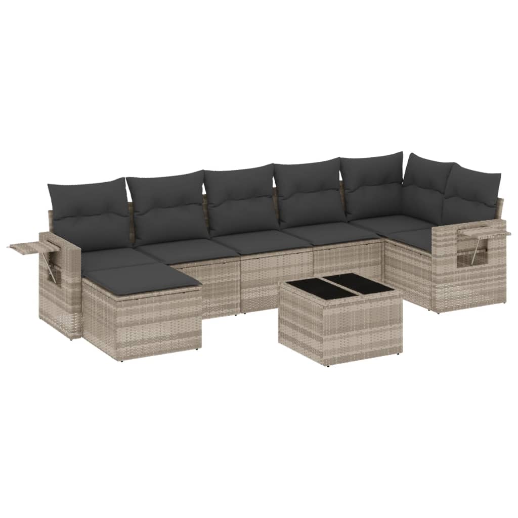 8-delige Loungeset met kussens poly rattan lichtgrijs is nu te koop bij PeponiXL, paradijselijk wonen!