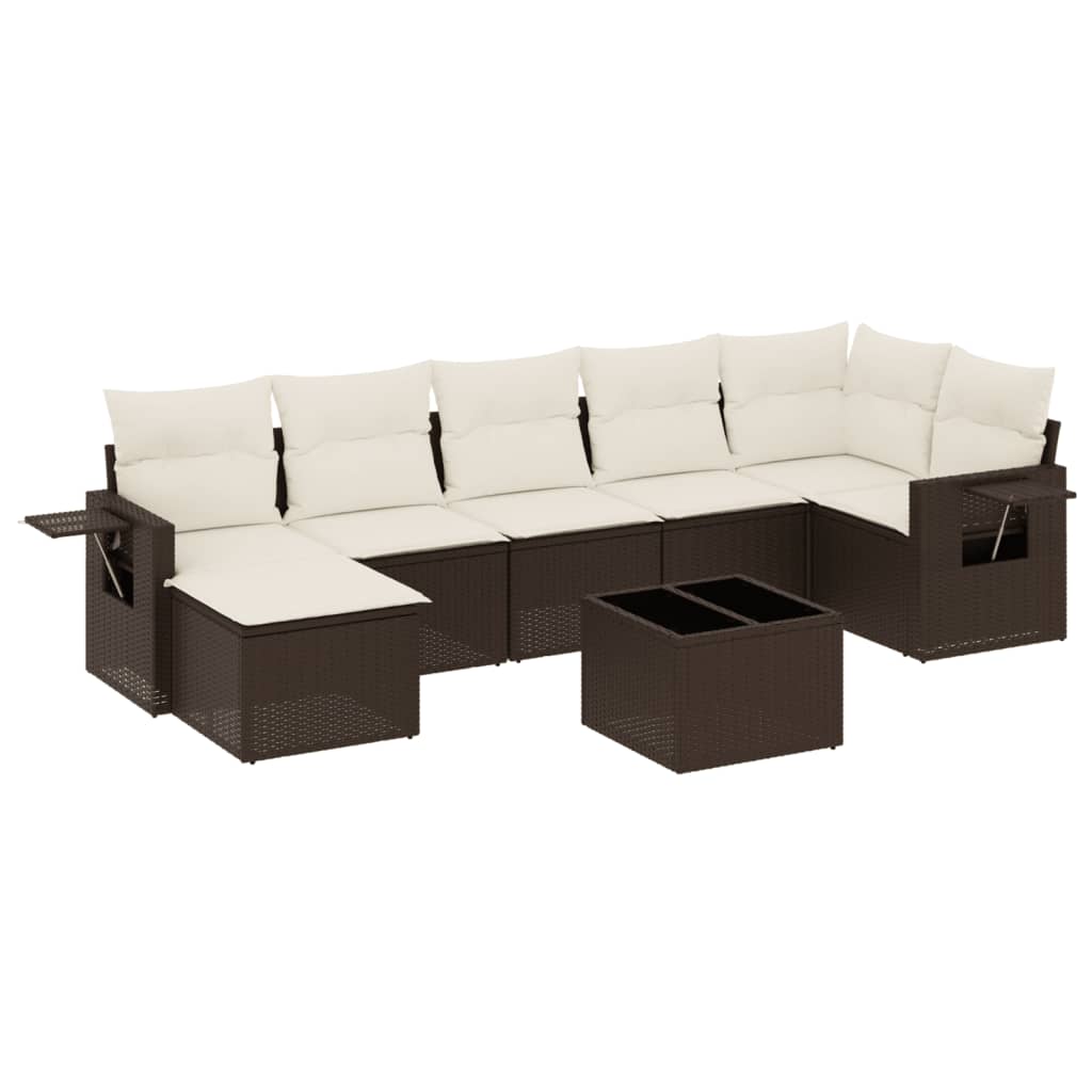 8-delige Loungeset met kussens poly rattan bruin is nu te koop bij PeponiXL, paradijselijk wonen!