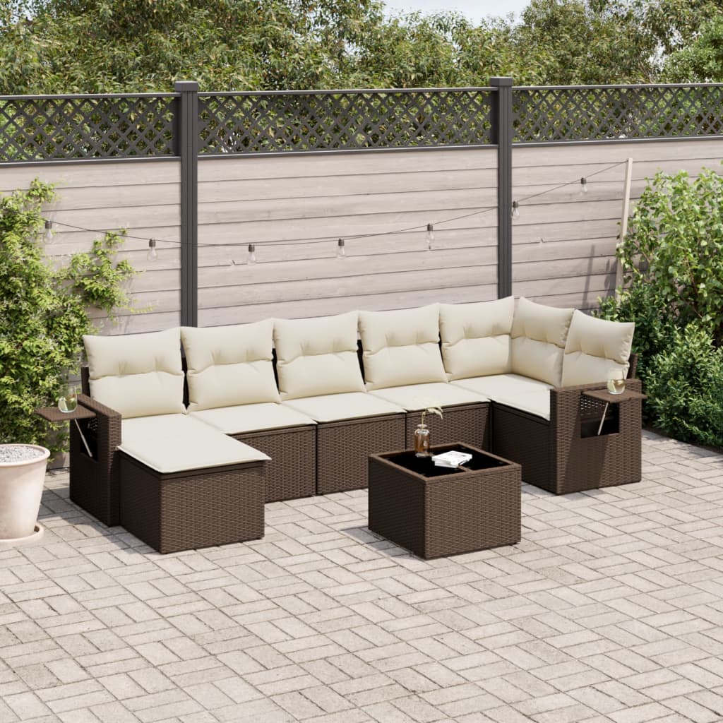 8-delige Loungeset met kussens poly rattan bruin is nu te koop bij PeponiXL, paradijselijk wonen!