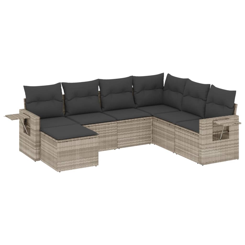 7-delige Loungeset met kussens poly rattan lichtgrijs is nu te koop bij PeponiXL, paradijselijk wonen!
