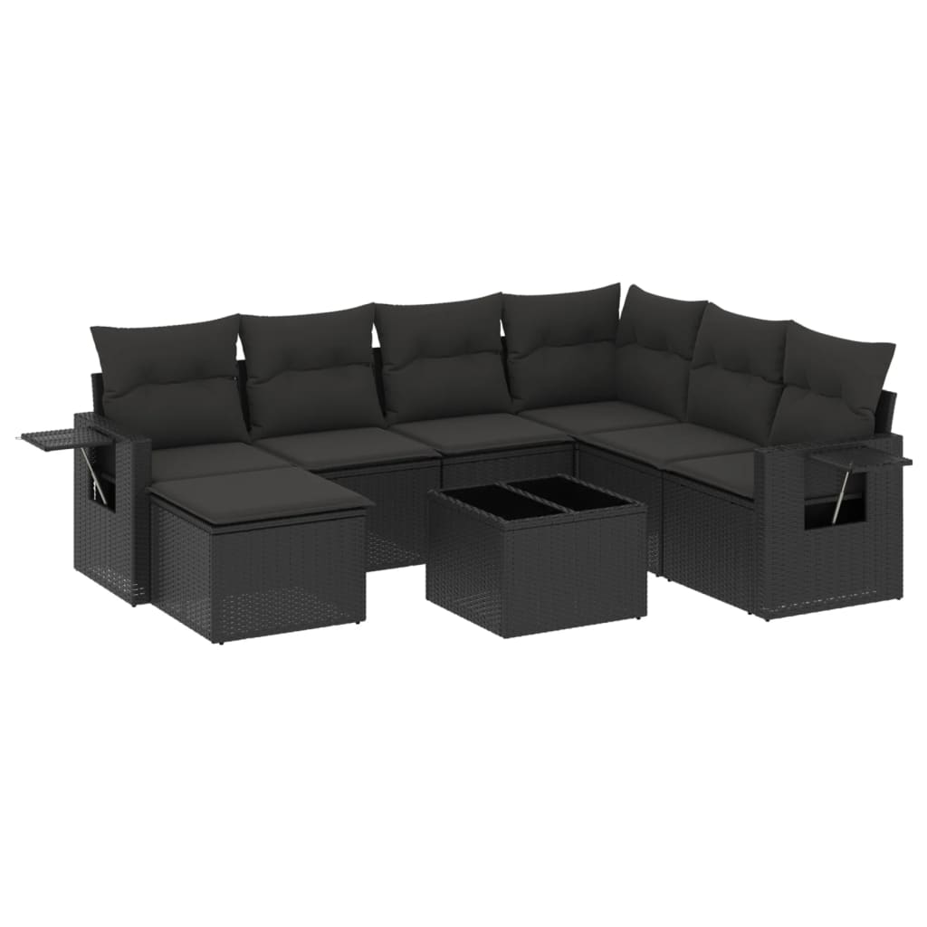 8-delige Loungeset met kussens poly rattan zwart is nu te koop bij PeponiXL, paradijselijk wonen!
