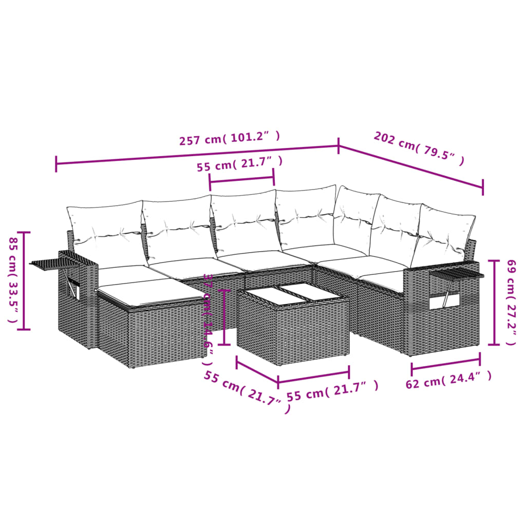 8-delige Loungeset met kussens poly rattan zwart is nu te koop bij PeponiXL, paradijselijk wonen!