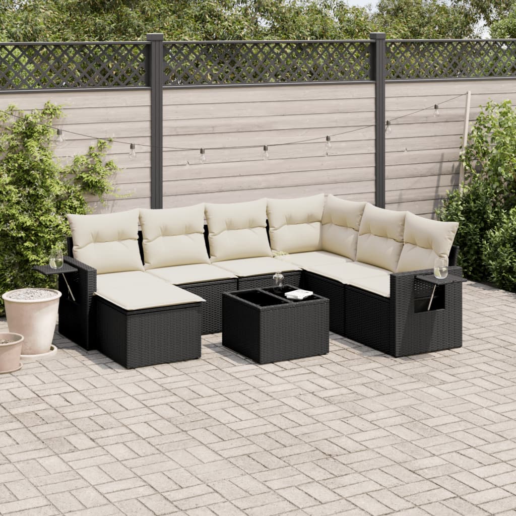 8-delige Loungeset met kussens poly rattan zwart is nu te koop bij PeponiXL, paradijselijk wonen!