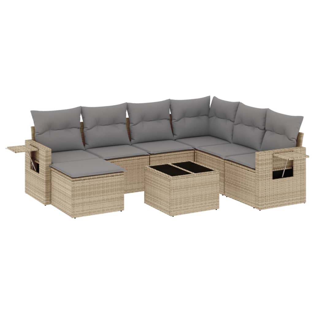 8-delige Loungeset met kussens poly rattan beige is nu te koop bij PeponiXL, paradijselijk wonen!