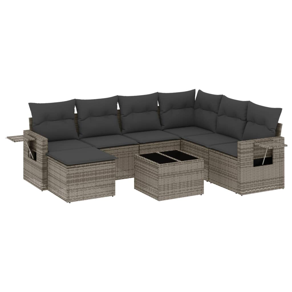 8-delige Loungeset met kussens poly rattan grijs is nu te koop bij PeponiXL, paradijselijk wonen!