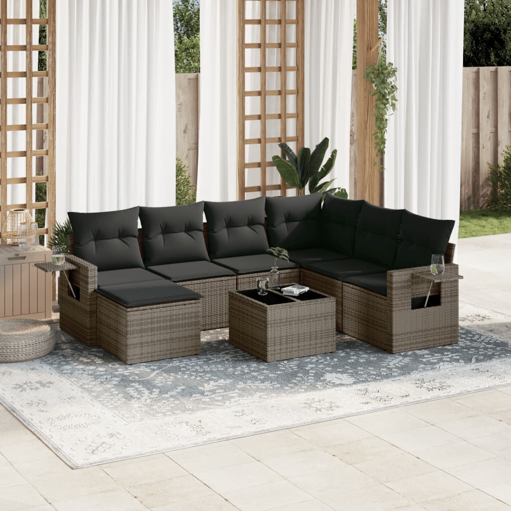 8-delige Loungeset met kussens poly rattan grijs is nu te koop bij PeponiXL, paradijselijk wonen!