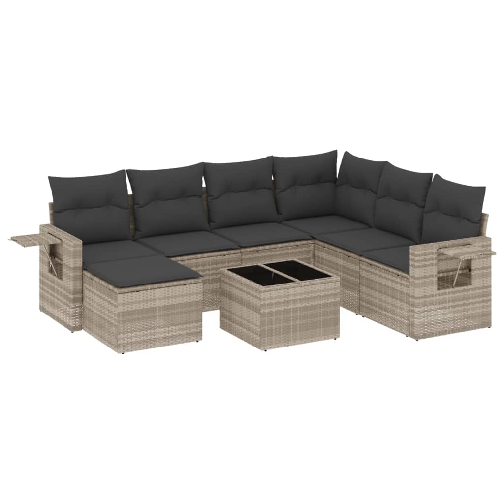 8-delige Loungeset met kussens poly rattan lichtgrijs is nu te koop bij PeponiXL, paradijselijk wonen!