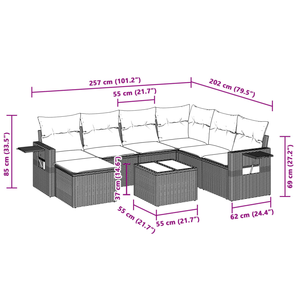 8-delige Loungeset met kussens poly rattan lichtgrijs is nu te koop bij PeponiXL, paradijselijk wonen!