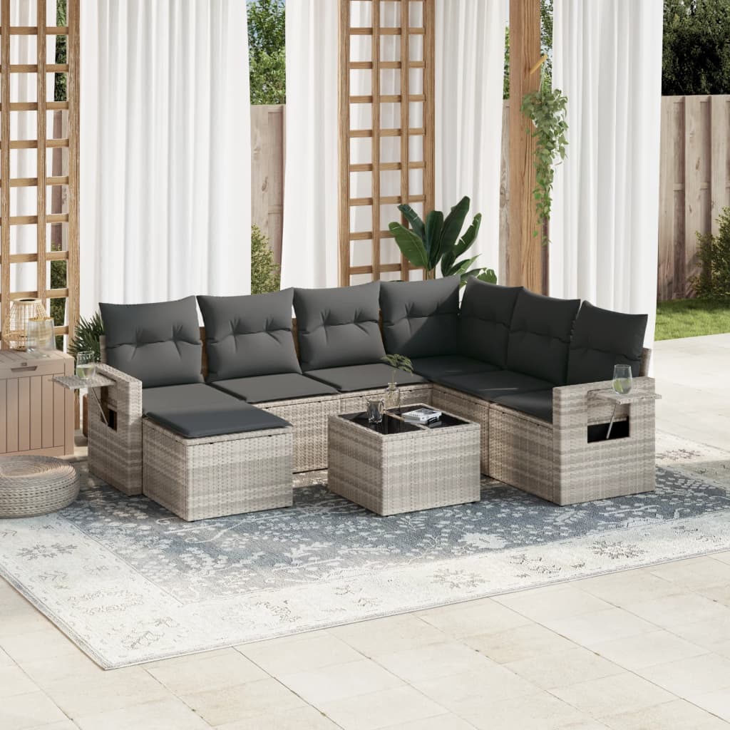 8-delige Loungeset met kussens poly rattan lichtgrijs is nu te koop bij PeponiXL, paradijselijk wonen!