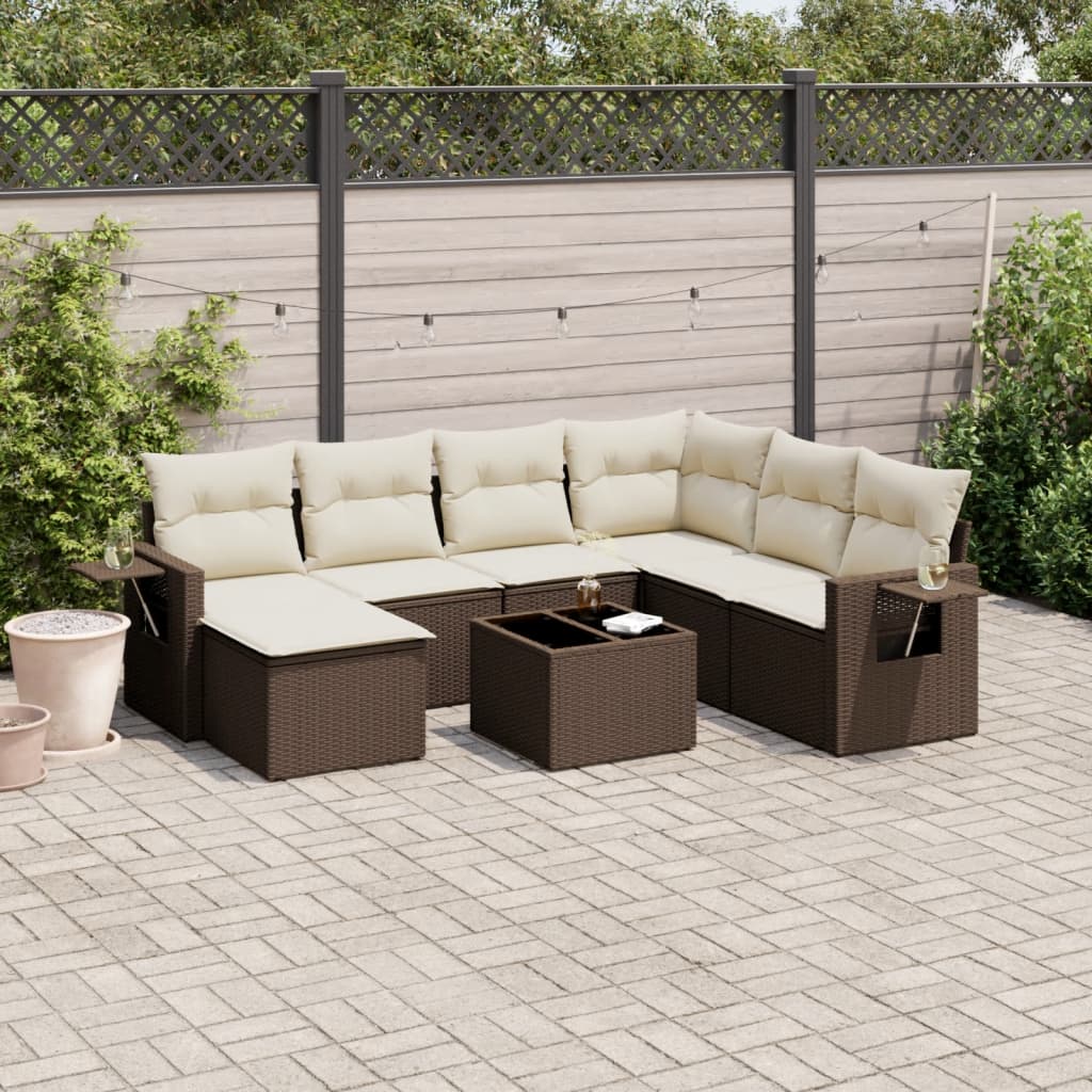 8-delige Loungeset met kussens poly rattan bruin is nu te koop bij PeponiXL, paradijselijk wonen!