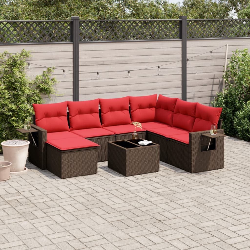 8-delige tuinbankset met kussens, bruin polyrotan is nu te koop bij PeponiXL, paradijselijk wonen!