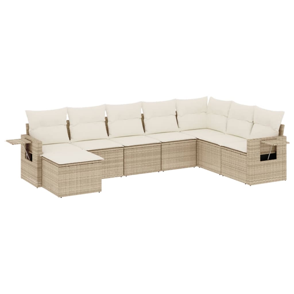 8-delige Loungeset met kussens poly rattan beige is nu te koop bij PeponiXL, paradijselijk wonen!