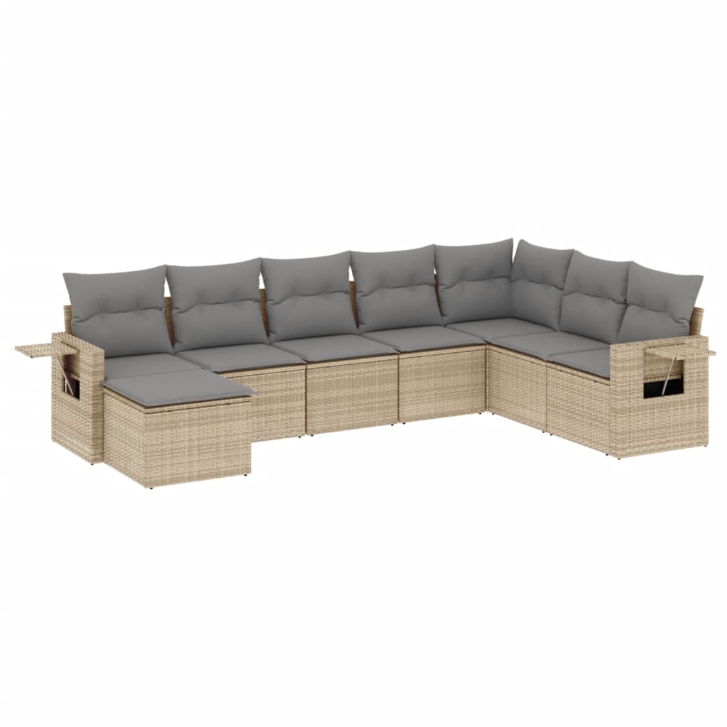 8-delige Loungeset met kussens poly rattan beige is nu te koop bij PeponiXL, paradijselijk wonen!