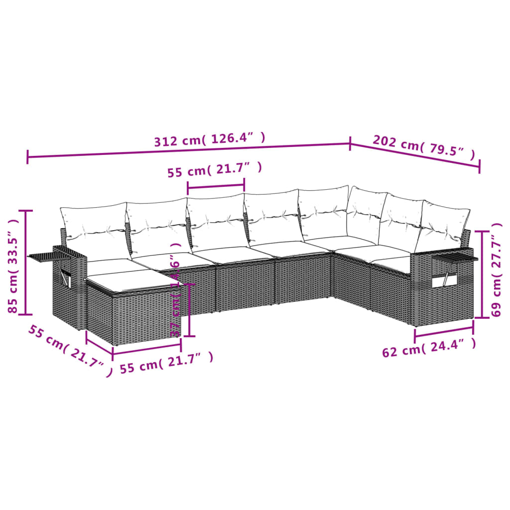 8-delige Loungeset met kussens poly rattan beige is nu te koop bij PeponiXL, paradijselijk wonen!