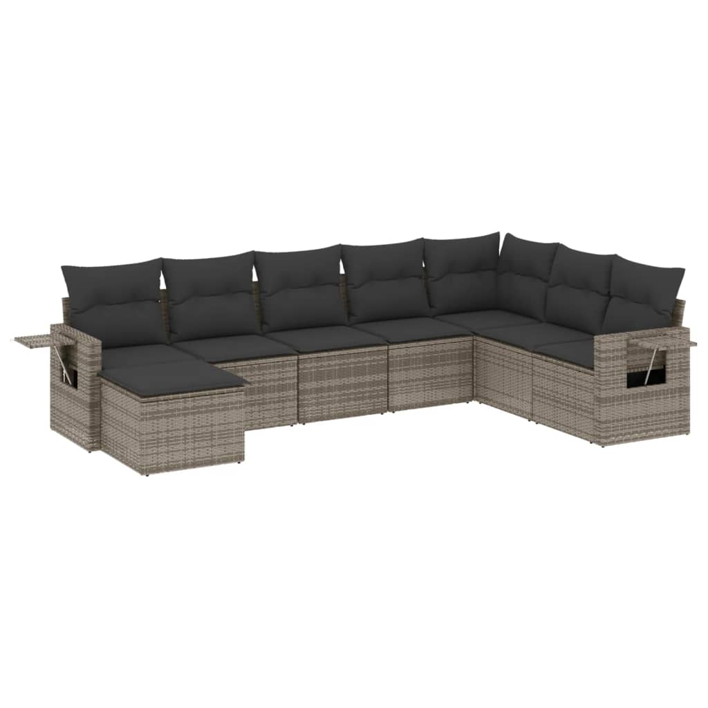 8-delige Loungeset met kussens poly rattan grijs is nu te koop bij PeponiXL, paradijselijk wonen!