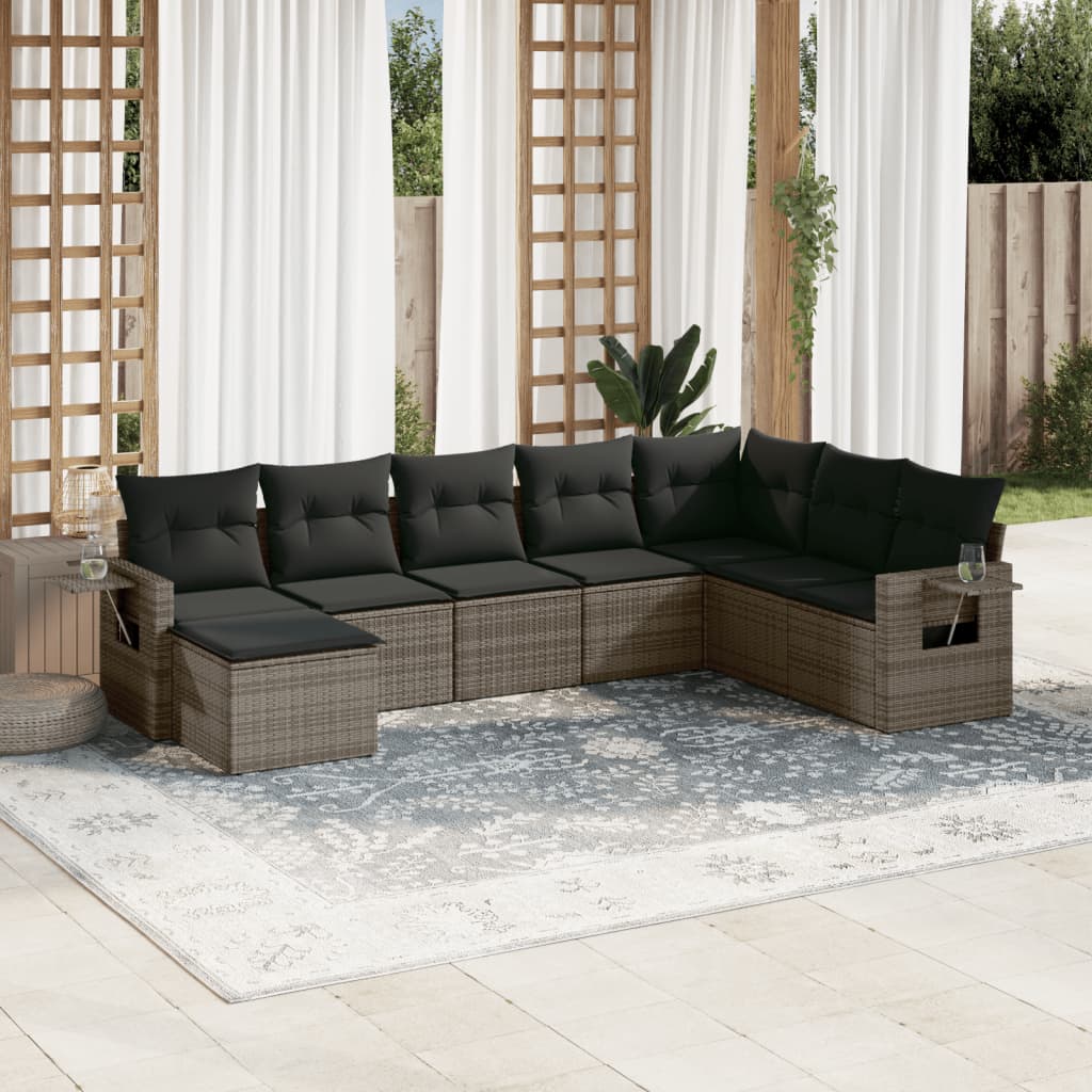 8-delige Loungeset met kussens poly rattan grijs is nu te koop bij PeponiXL, paradijselijk wonen!