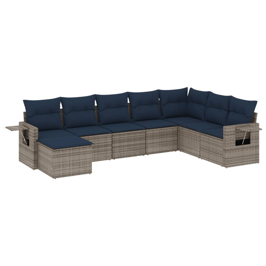 8-delige tuinbankset met kussens, grijs polyrotan is nu te koop bij PeponiXL, paradijselijk wonen!