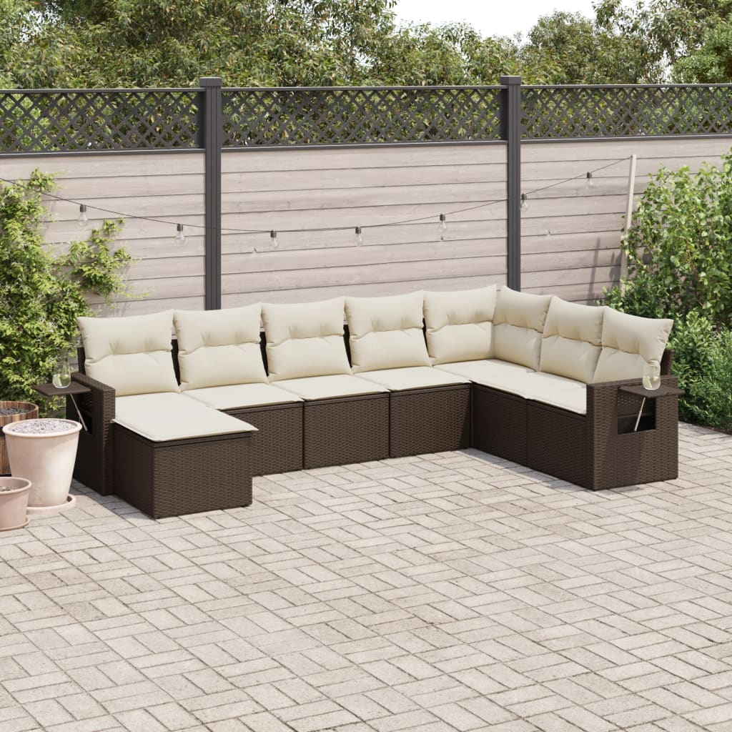 8-delige Loungeset met kussens poly rattan bruin is nu te koop bij PeponiXL, paradijselijk wonen!