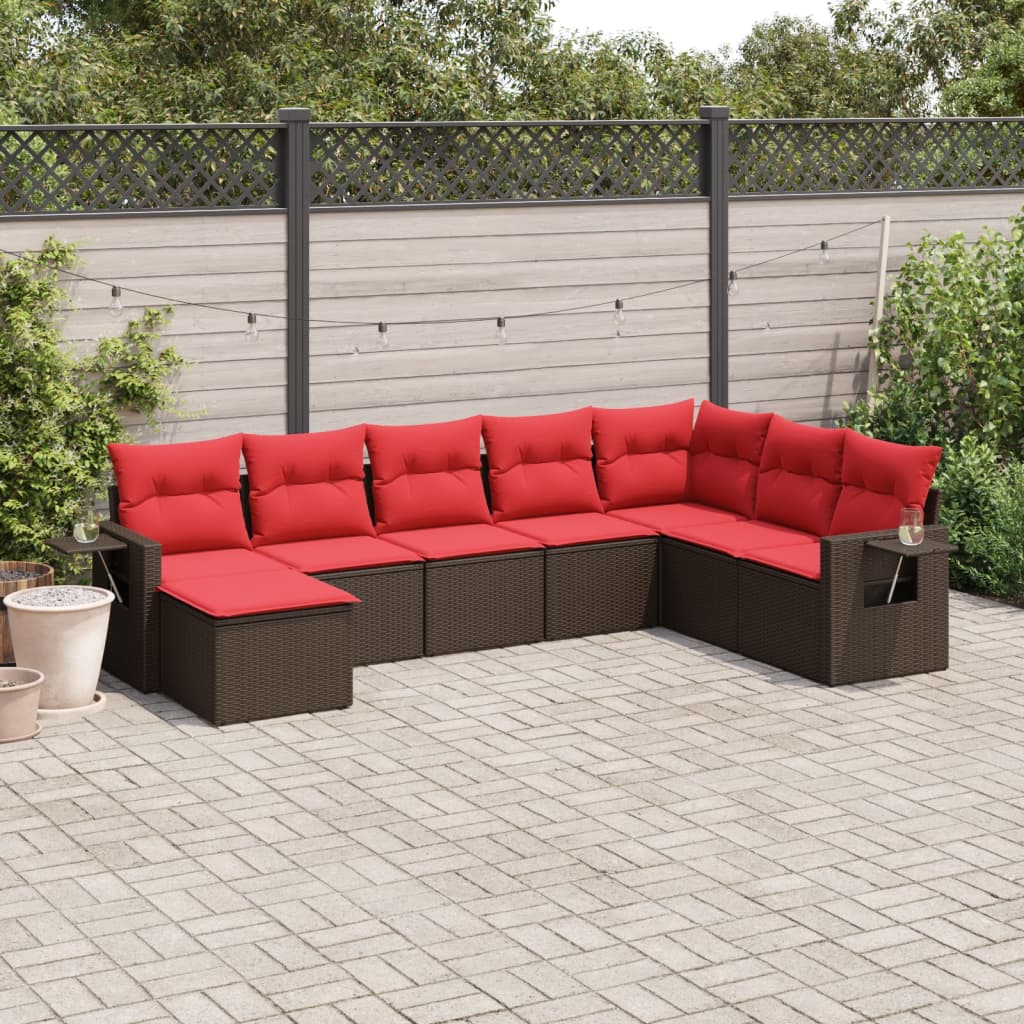 8-delige tuinbankset met kussens, bruin polyrotan is nu te koop bij PeponiXL, paradijselijk wonen!