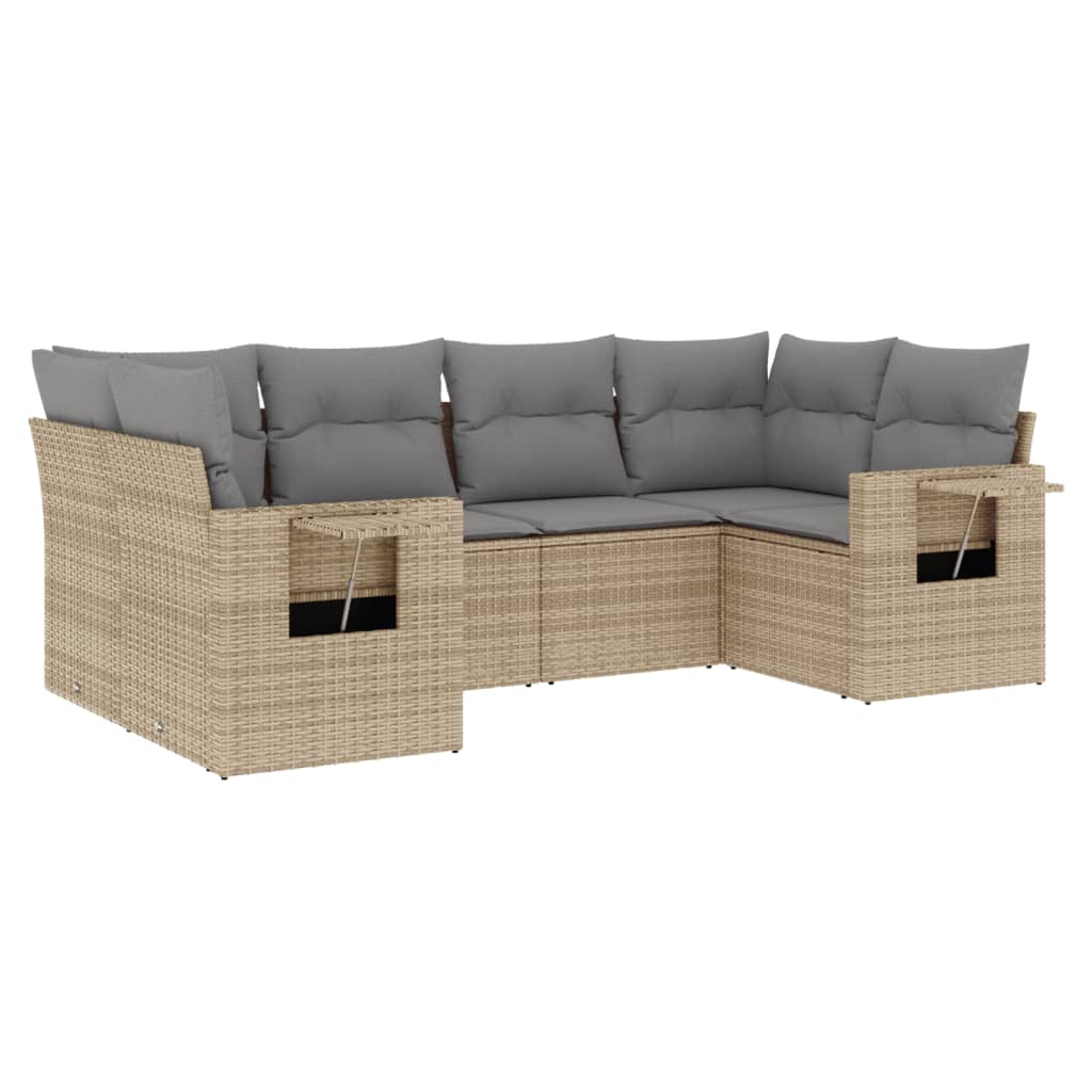 6-delige Loungeset met kussens poly rattan beige is nu te koop bij PeponiXL, paradijselijk wonen!