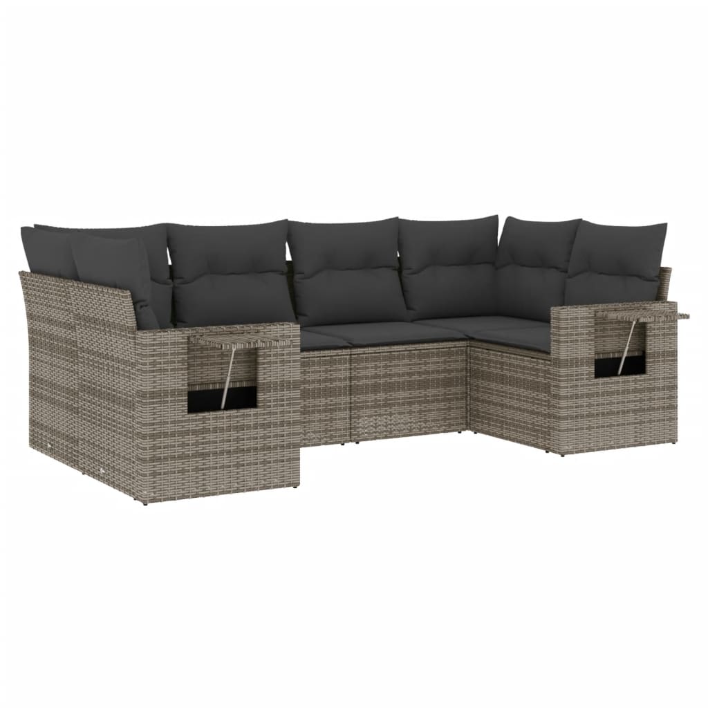 6-delige Loungeset met kussens poly rattan grijs is nu te koop bij PeponiXL, paradijselijk wonen!