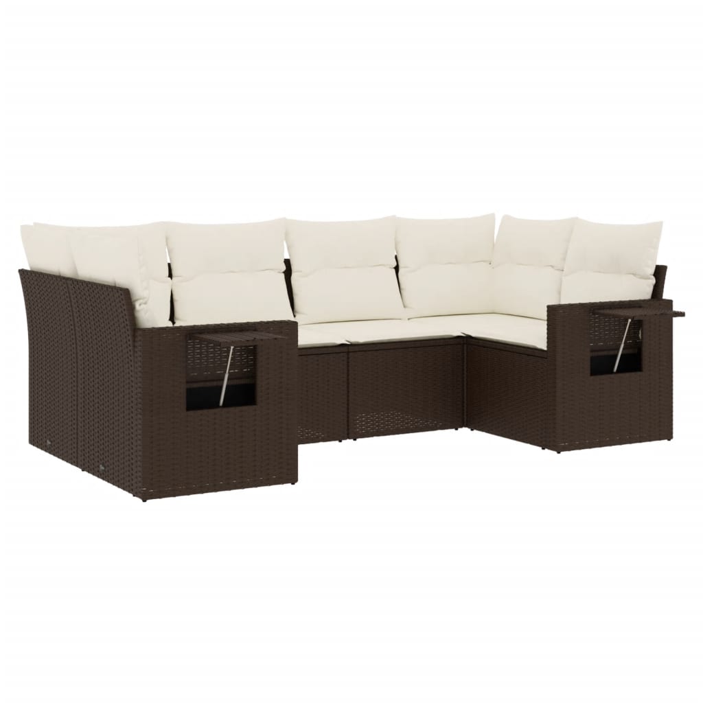 6-delige Loungeset met kussens poly rattan bruin is nu te koop bij PeponiXL, paradijselijk wonen!