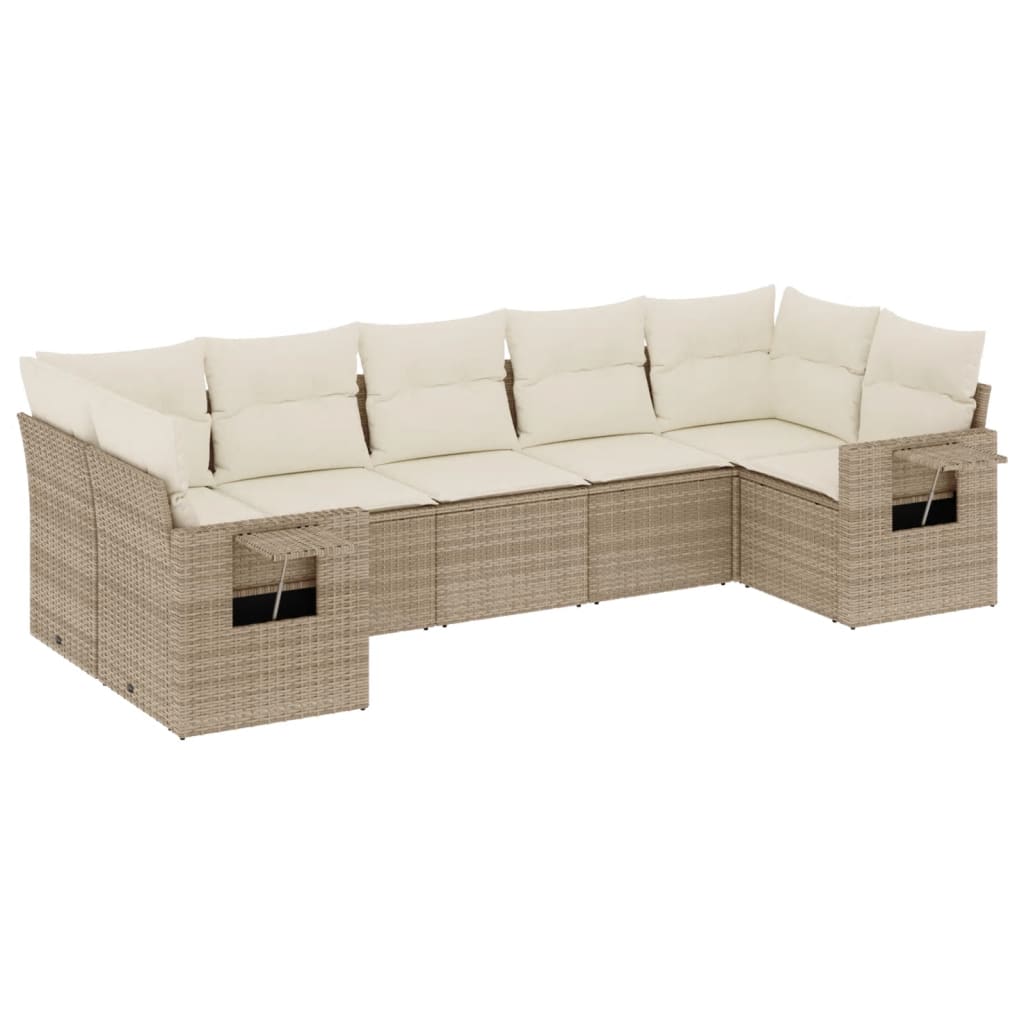 7-delige Loungeset met kussens poly rattan beige is nu te koop bij PeponiXL, paradijselijk wonen!