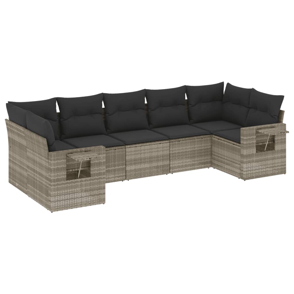 7-delige Loungeset met kussens poly rattan lichtgrijs is nu te koop bij PeponiXL, paradijselijk wonen!