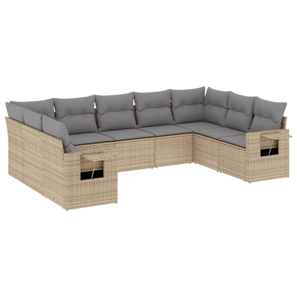 9-delige Loungeset met kussens poly rattan beige is nu te koop bij PeponiXL, paradijselijk wonen!