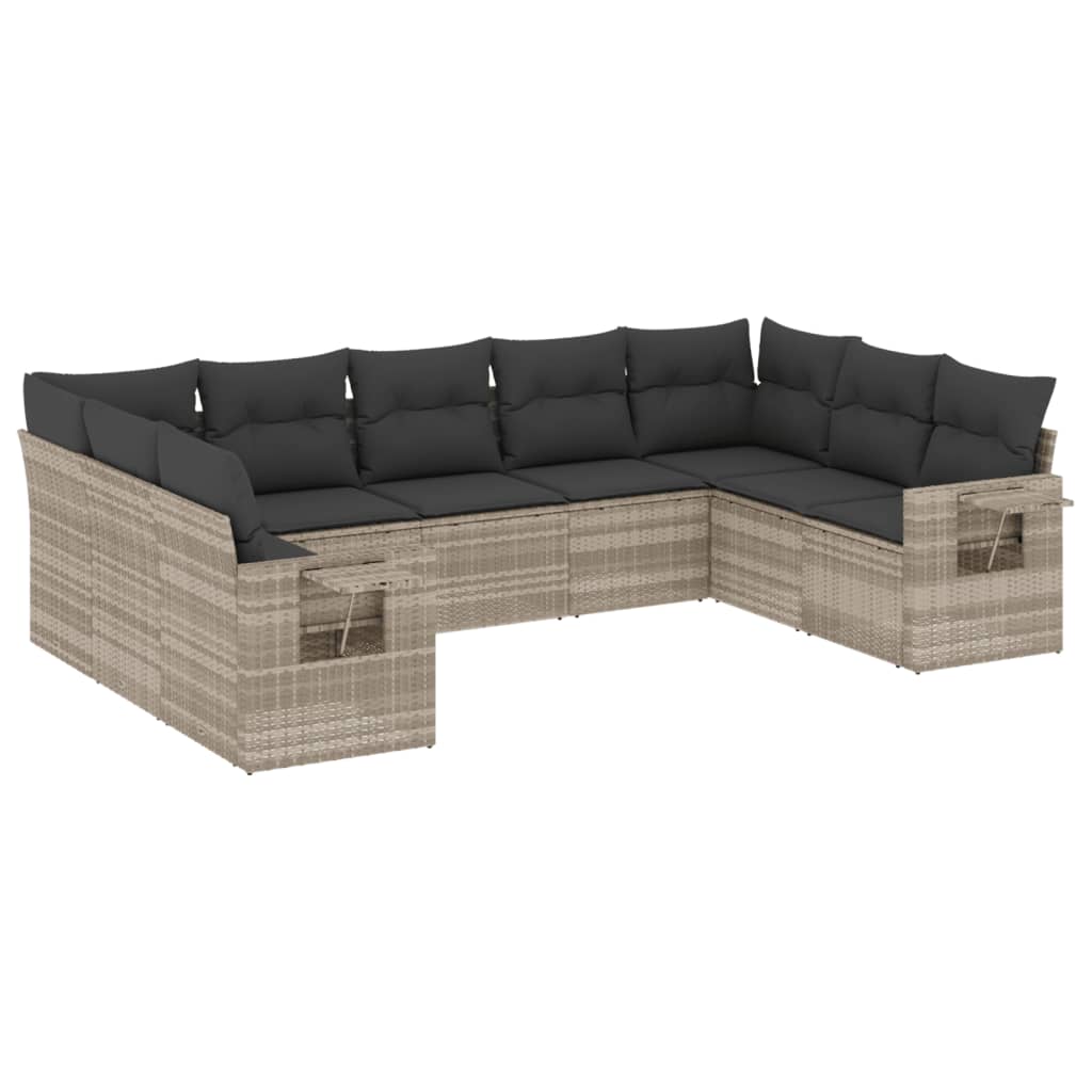 9-delige Loungeset met kussens poly rattan lichtgrijs is nu te koop bij PeponiXL, paradijselijk wonen!