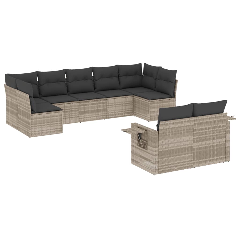 9-delige Loungeset met kussens poly rattan lichtgrijs is nu te koop bij PeponiXL, paradijselijk wonen!
