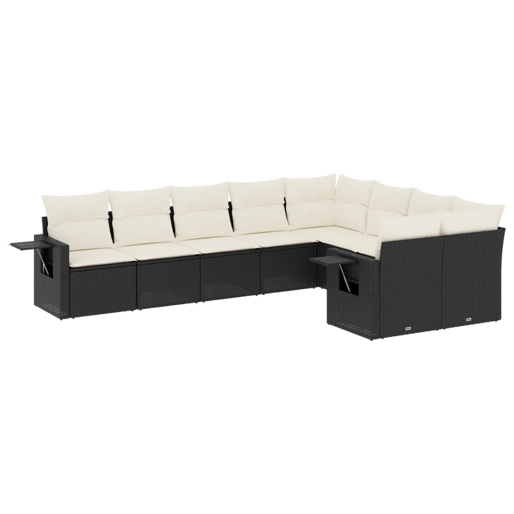 9-delige Loungeset met kussens poly rattan zwart is nu te koop bij PeponiXL, paradijselijk wonen!