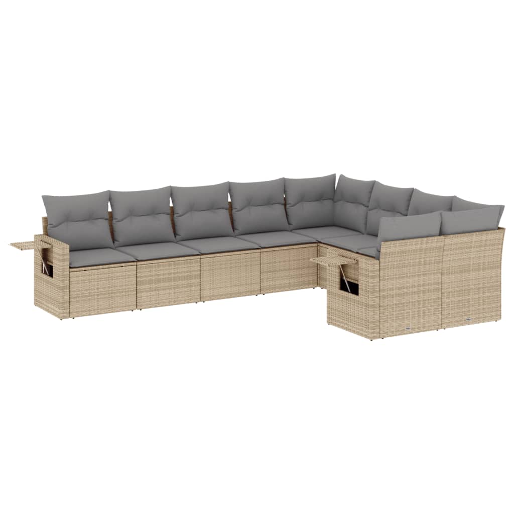 9-delige Loungeset met kussens poly rattan beige is nu te koop bij PeponiXL, paradijselijk wonen!
