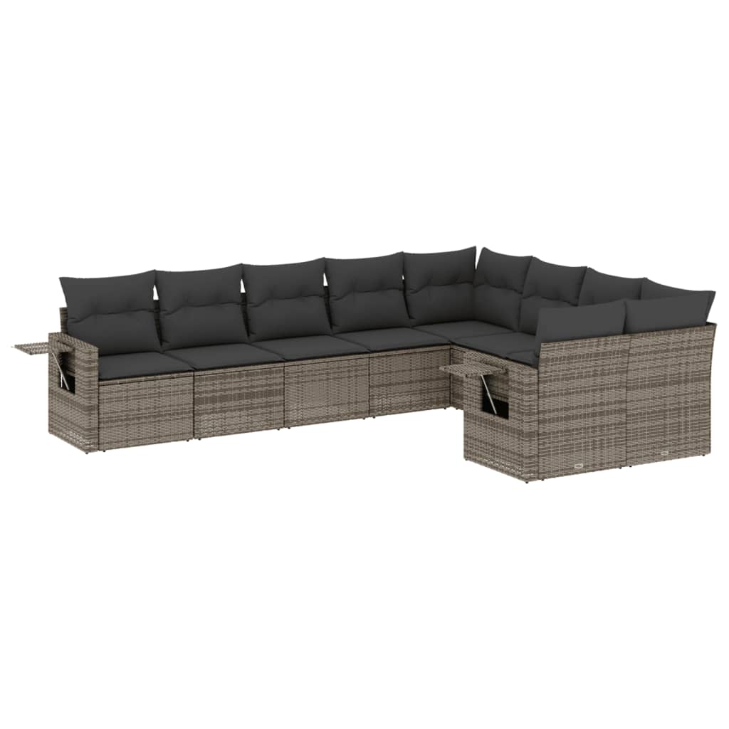 9-delige Loungeset met kussens poly rattan grijs is nu te koop bij PeponiXL, paradijselijk wonen!