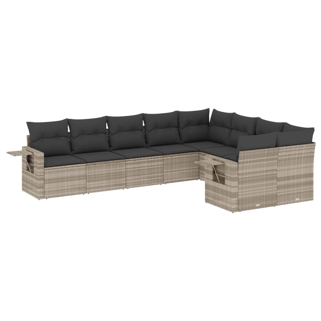 9-delige Loungeset met kussens poly rattan lichtgrijs is nu te koop bij PeponiXL, paradijselijk wonen!