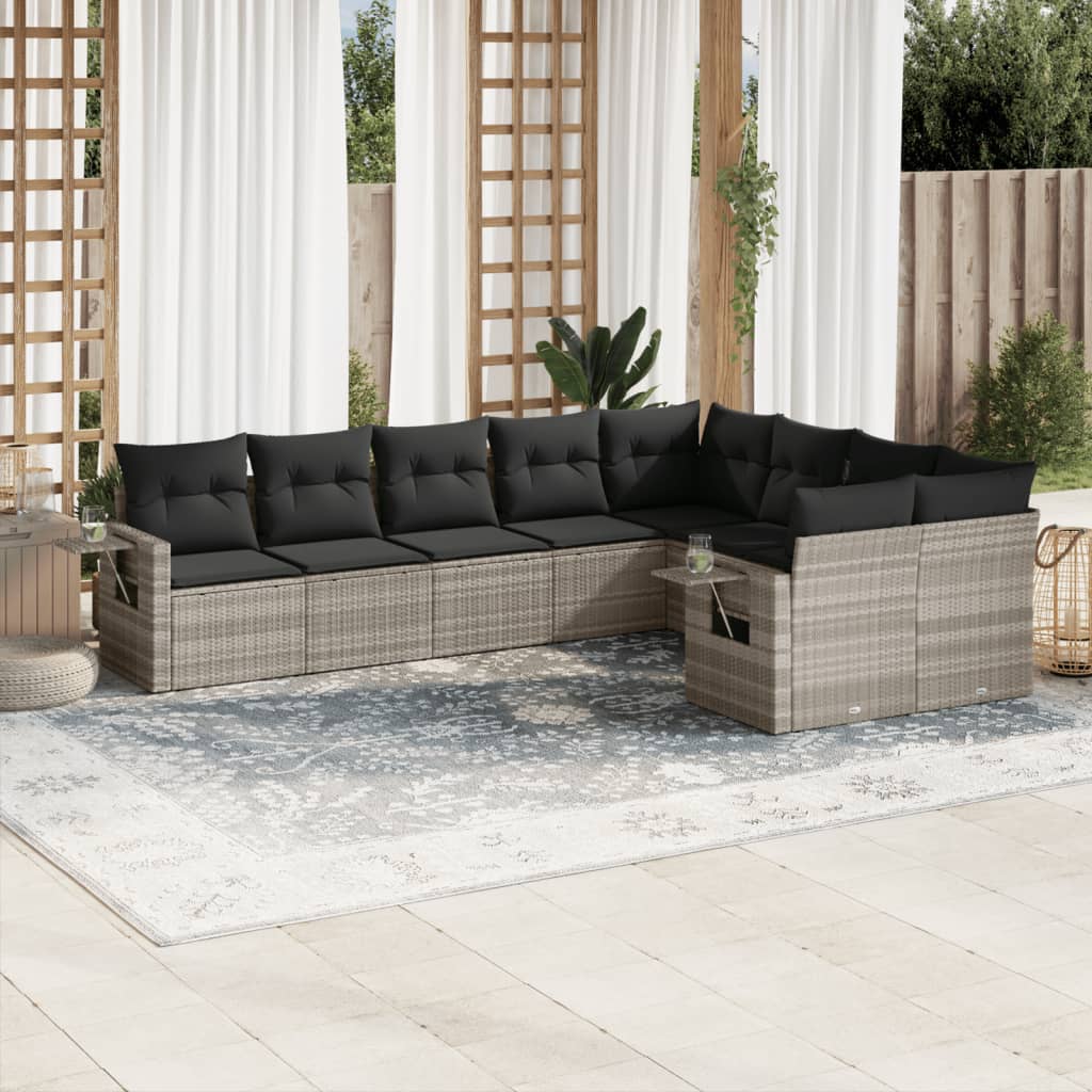 9-delige Loungeset met kussens poly rattan lichtgrijs is nu te koop bij PeponiXL, paradijselijk wonen!