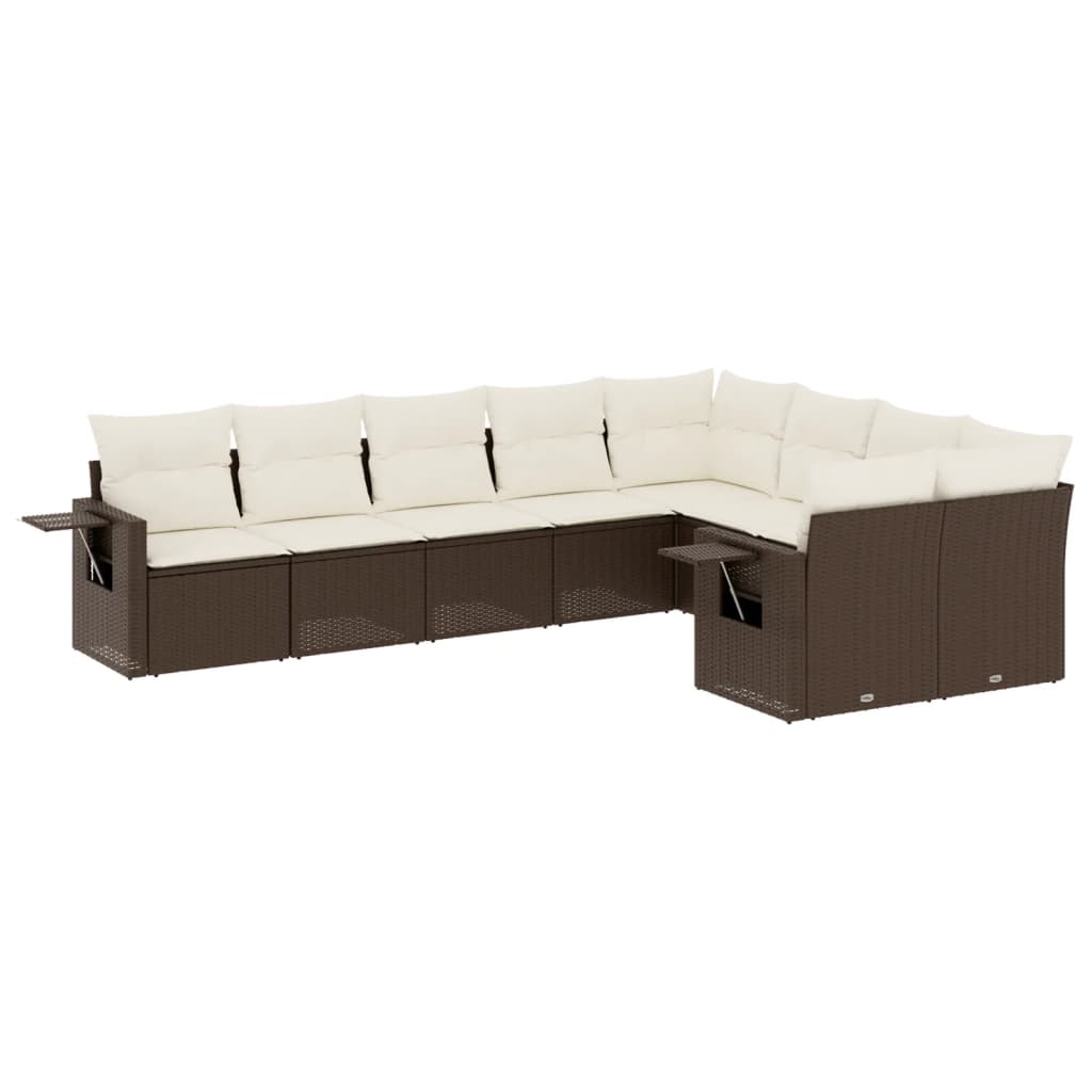 9-delige Loungeset met kussens poly rattan bruin is nu te koop bij PeponiXL, paradijselijk wonen!
